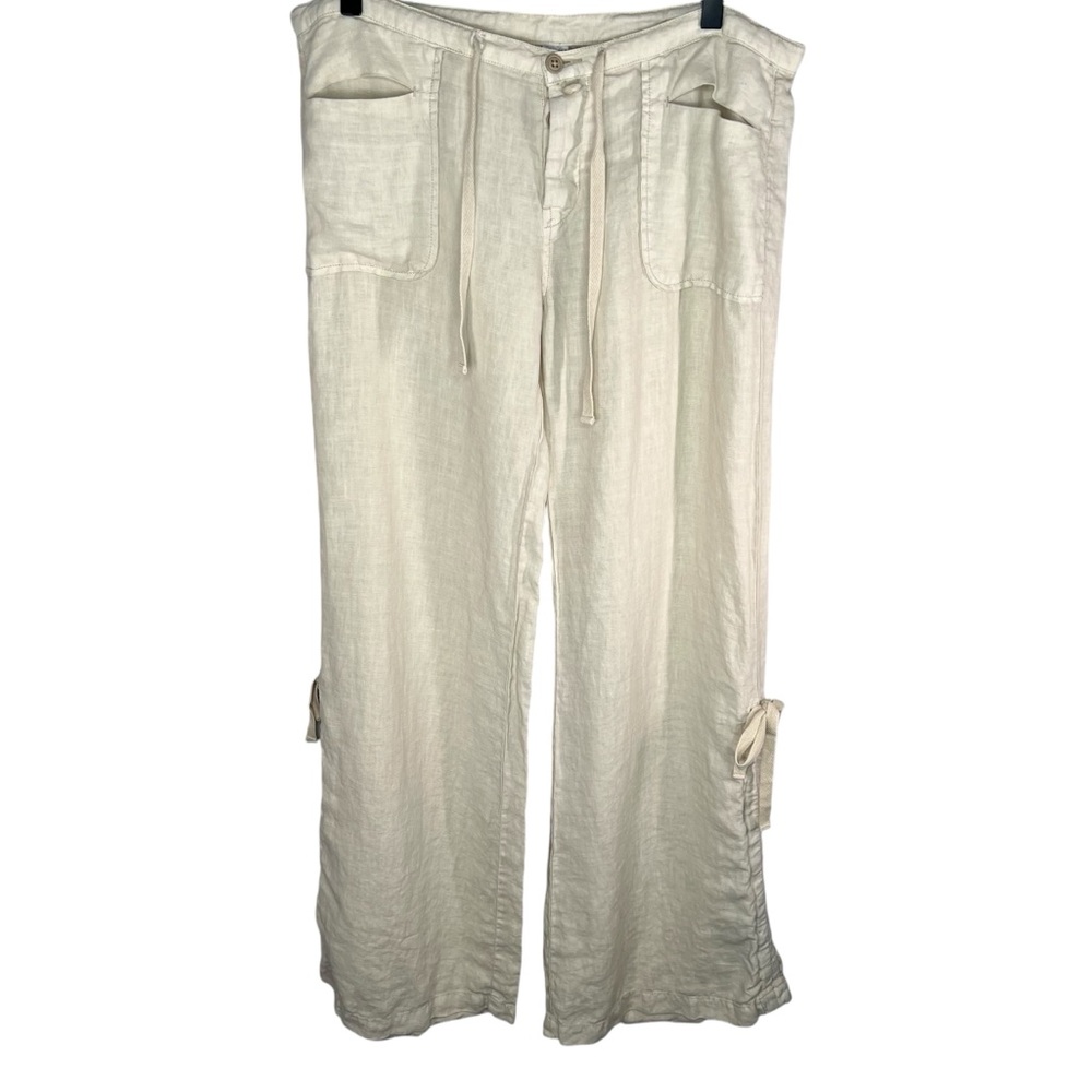 Vintage Y2K Lucky Brand Dungarees Wide Leg Low Rise Linen Pants 10